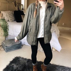 Pale Olive Silk Utility/Military Jacket